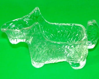 Vintage L.E. Smith Scottie Dog Creamer, Clear Pressed Glass Scottish Terrier Pitcher, Figural Glass Creamer