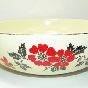Red Poppy 9&quot; Salad Serving Bowl with 2 Flowers by Hall