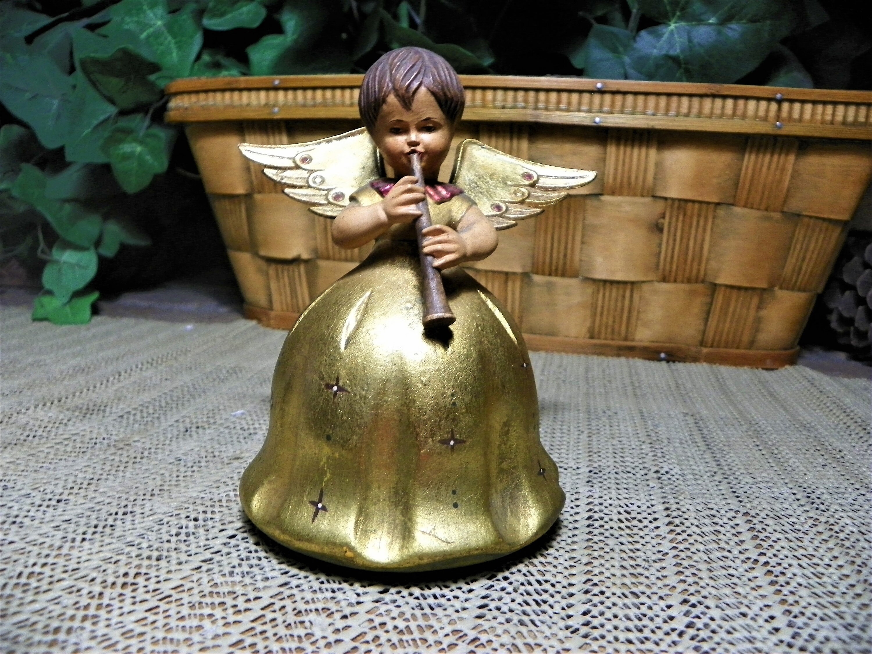 Anri Wood Carved Angel Rotating Reuge Music Box that Plays Etsy