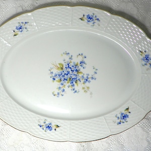 12 3/4&quot; Oval Serving Platter with Blue Floral Spray of Forget-Me-Nots called THU137 by THUN