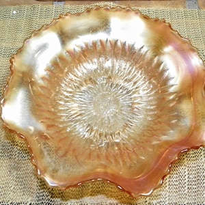 Northwood Sunflower Marigold Carnival Glass 3 Footed Bowl