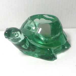 Indiana Glass Spanish Green Turtle Tea Light Candle Holder