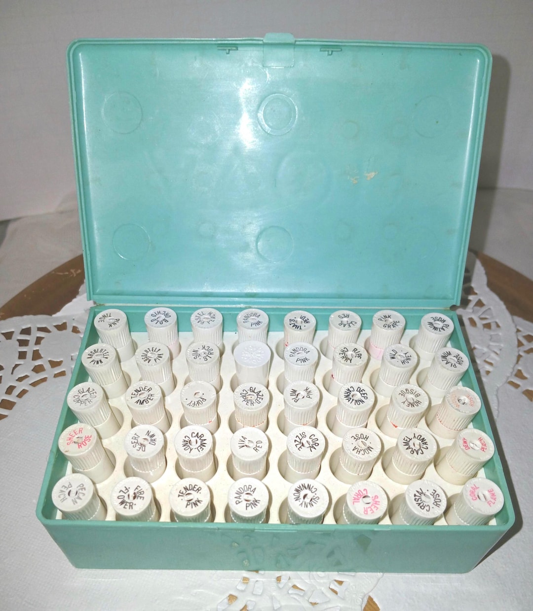 Vintage Avon Lipstick Salesman Sample Case – Aqua Retro Vanity Makeup ...