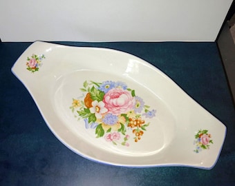 Vintage Tabletops Unlimited Victoria Au Gratin Dish | 12.5" Floral Ceramic Baking & Serving Dish | Discontinued Victoria Pattern