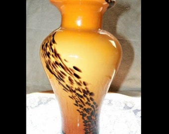 Mid Century Modern Dark Brown Faux Tortoiseshell Vase SetReptile Alligator 