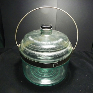 Vintage Stove Kerosene Bottle or Jar, Fuel Oil Jug Bottle has Blue Tint