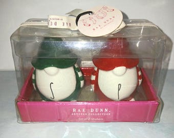 Rae Dunn Artisan Collection Christmas Gnome Salt & Pepper Shakers | New in Original Unopened Package | Holiday Kitchen Decor | 3" Tall