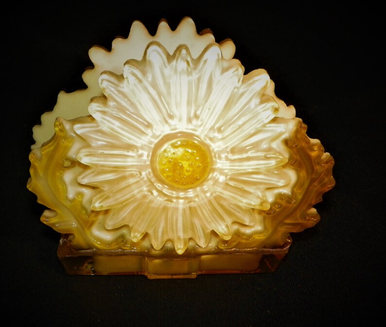 Vintage Retro Glass Like Resin Daisy or Sunflower Letter or Napkin Holder Mid-Century Modern