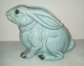 Vintage Stanford Pottery Bunny Rabbit Planter | 1950s Blue Ceramic Easter Bunny Planter | Mid-Century Spring Decor | 8.25" Long