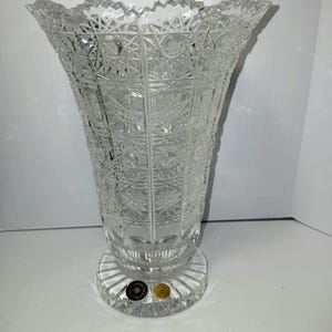 Boho Kristall Hand-geschliffene tschechoslawische Kristallvase