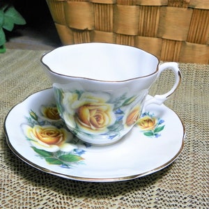 Yellow Roses Royal Dover China Cup and Saucer