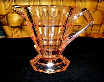 Vintage Indiana Glass Pink Depression Glass Creamer – Tea Room Pattern – 4 1/8” – 1926–1931