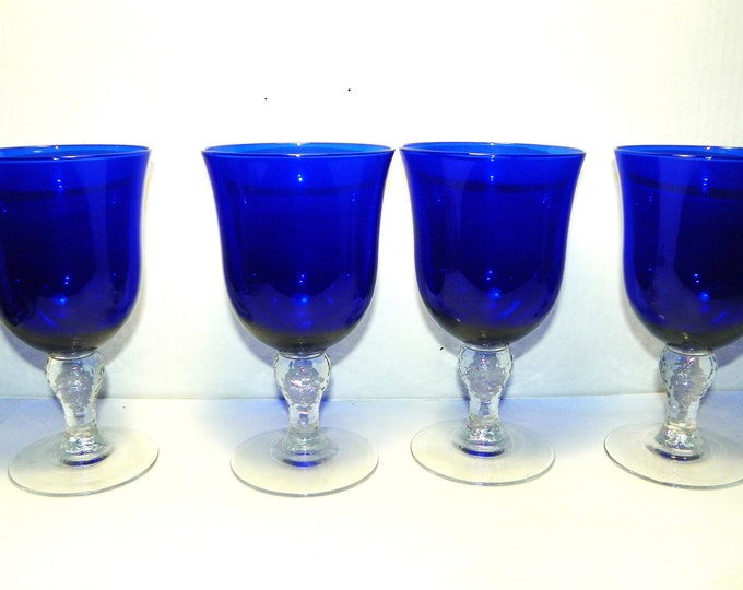 Martello Cobalt Blue Water Goblets Set of 4 Etsy