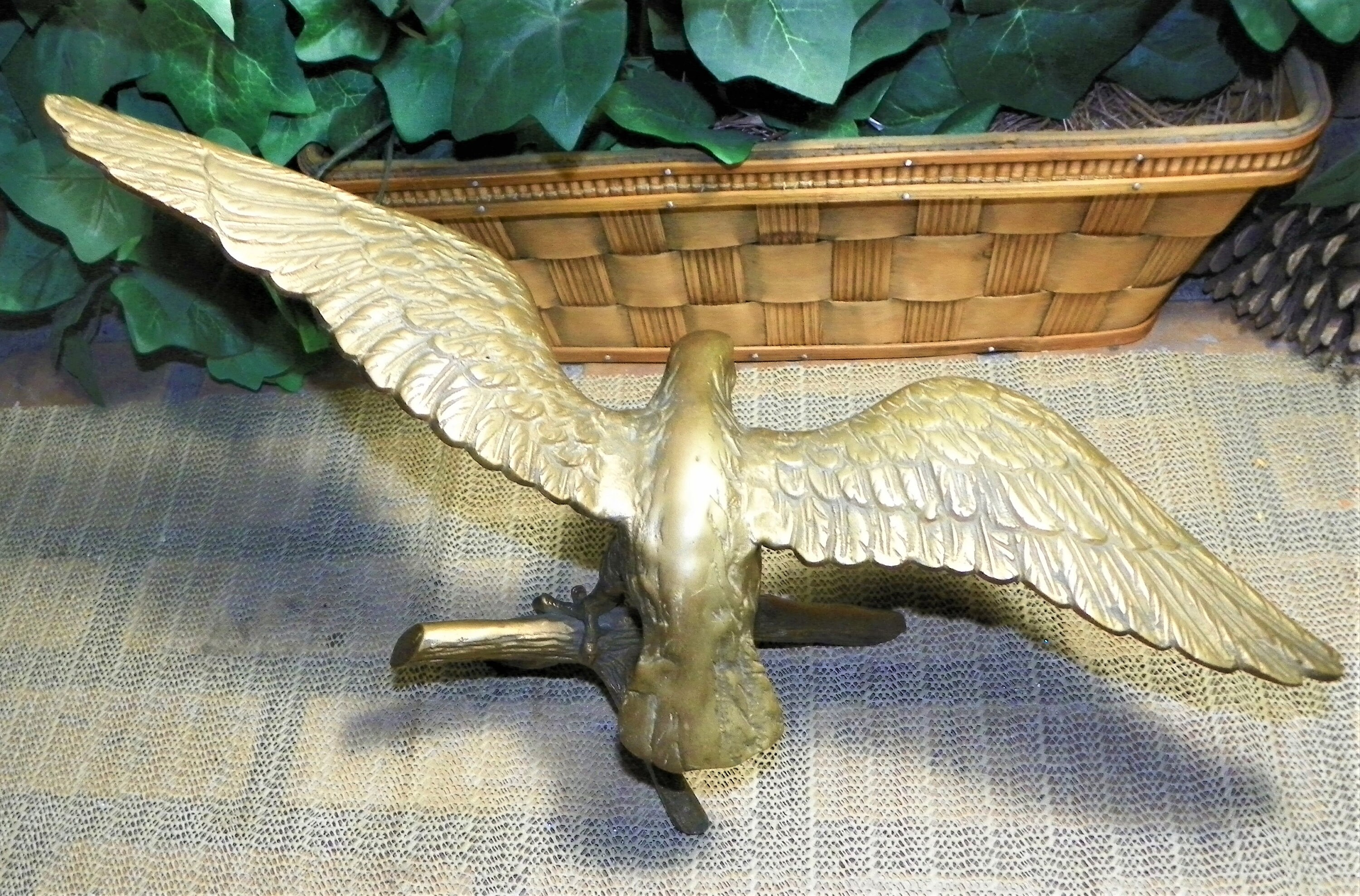 Large Brass Eagle on Branch Figurine 17 Wide Etsy UK