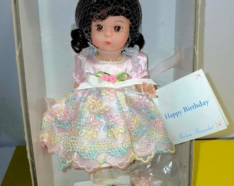 Madame Alexander “Happy Birthday Brunette” Doll #27241 8" NIB 2001 Pink Party Dress