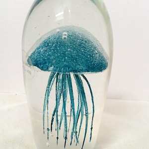Art Glass Blue Jellyfish Paperweight