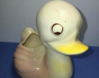 Vintage Shawnee Pottery Duck Planter | 1940s–1950s Ceramic Duck | Pastel Farmhouse Decor | Collectible USA Pottery