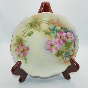 Rosenthal Pink Roses Bavarian Plate 6&quot; Artist Signed V.P. Hint