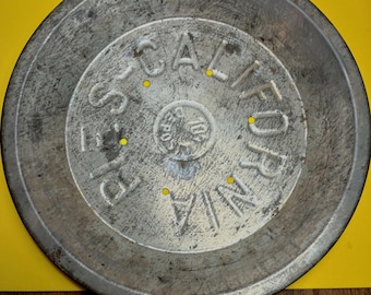Californische taartvorm taartvorm 10 cent reclametaartvorm | Vintage 9 4/5" metalen bakvorm | Retro bakkerijreclame verzamelobject