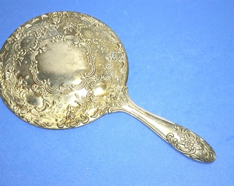 Vintage Silver Plated Vanity Hand Mirror | Repoussé Floral Design | Victorian Style Dresser Mirror | Antique Vanity Decor