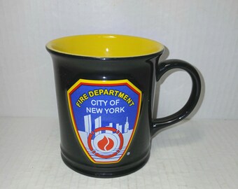 Vintage FDNY New York City Skyline Coffee Mug – Twin Towers Memorial Mug – Kings 12 oz Licensed Fire Department Collectible
