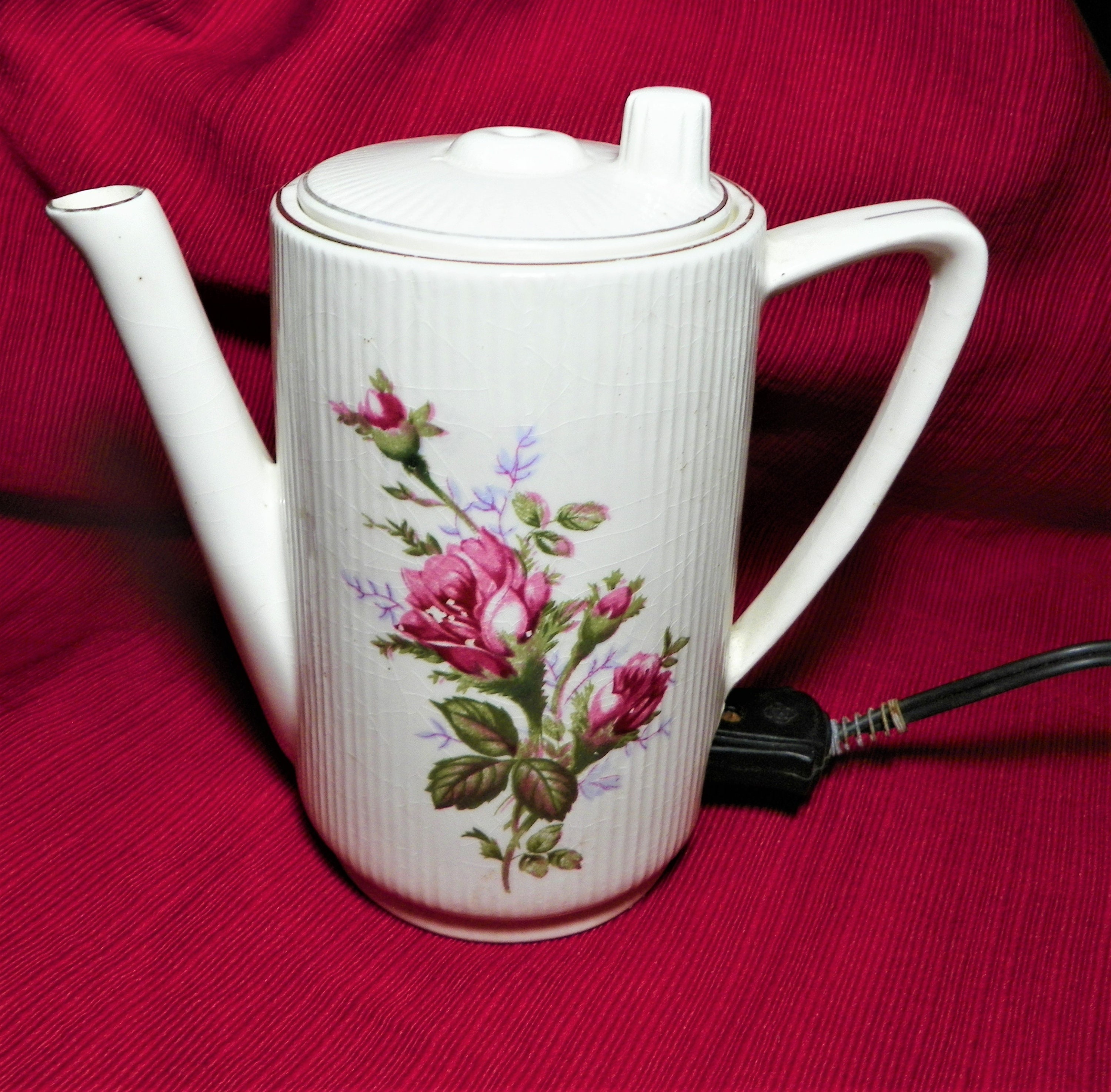 Vintage Moss Rose Electric Coffeepot with cord Does not Etsy