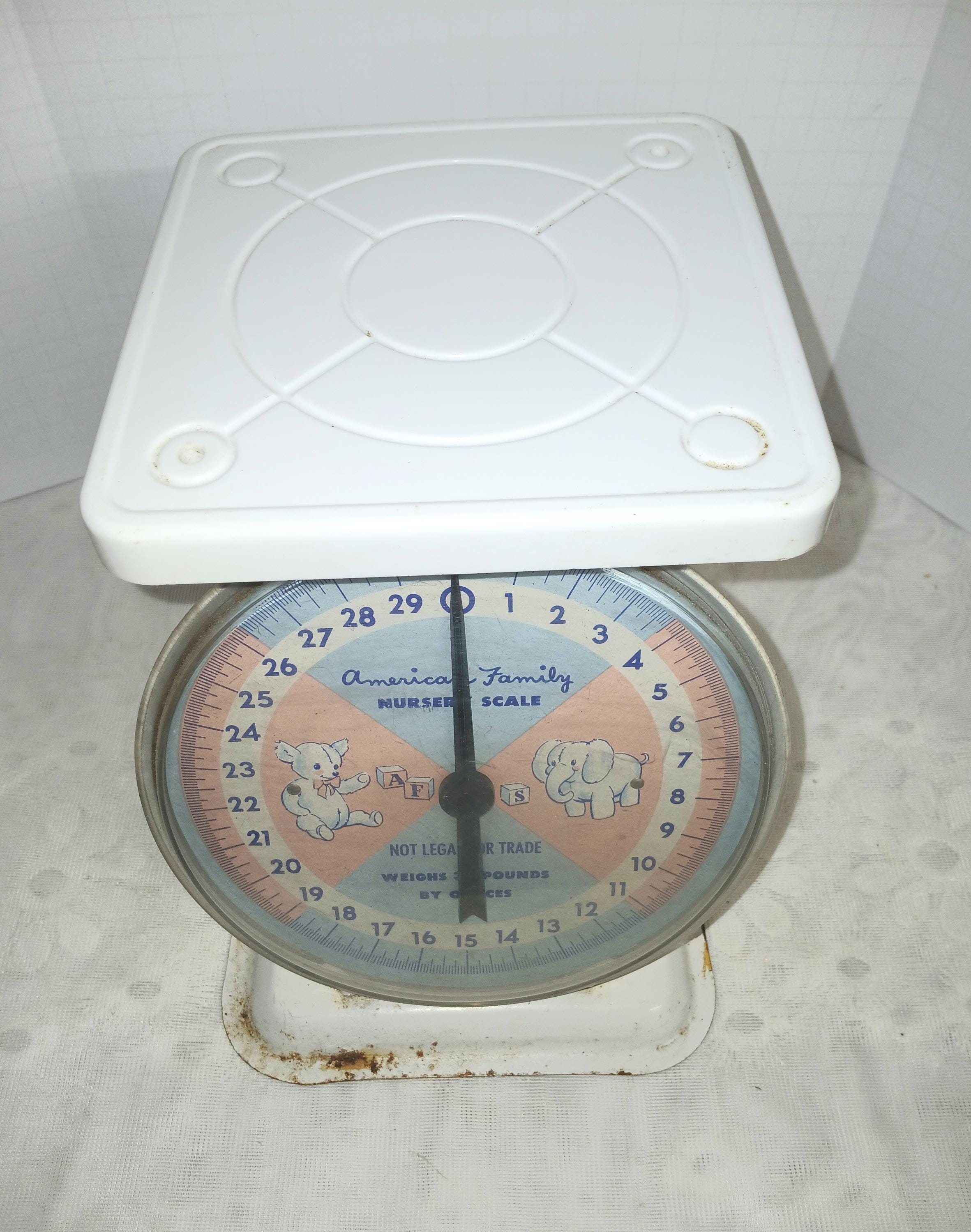 Vintage 1960s American Family Nursery Baby Scale | Pink & Blue