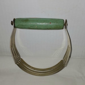 Vintage A & J Dough or Pastry Blender with Green Wood Handle