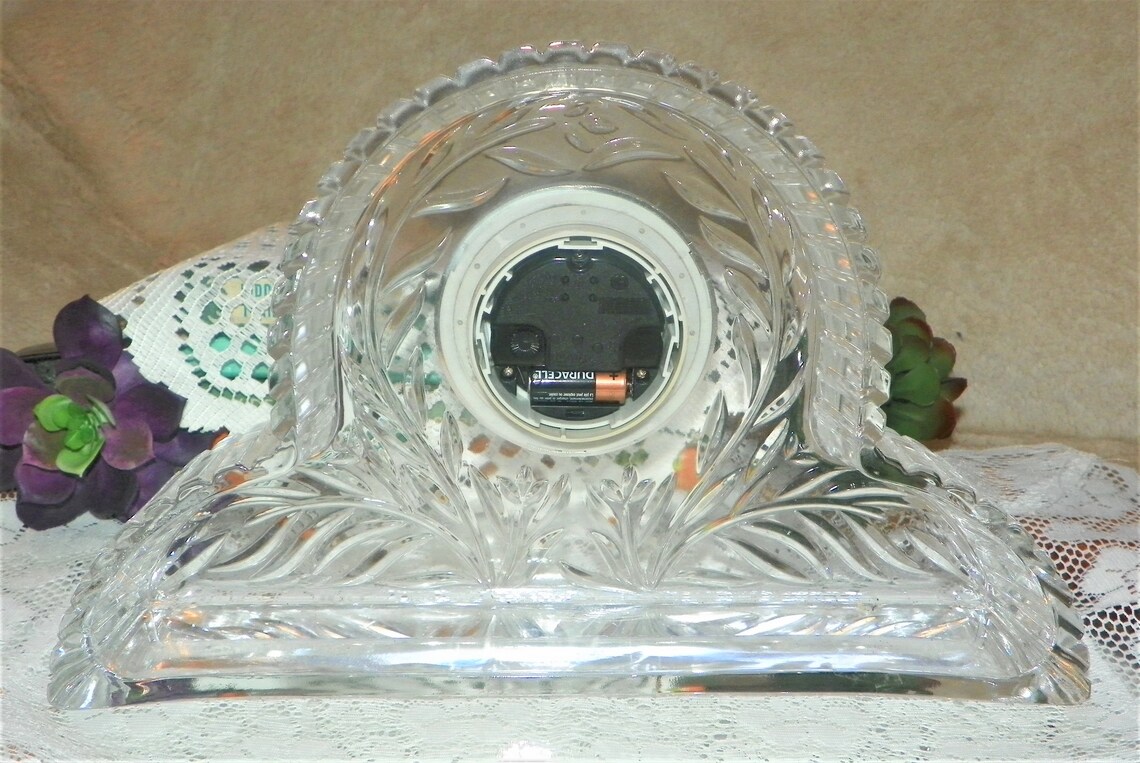 Princess House Lead Crystal Quartz Mantle Clock Wild Flower Etsy