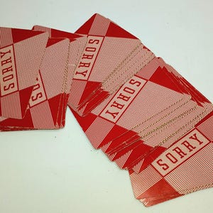 Vintage Rot 1954 SORRY Ersatzkarten 42 Karten Parker Brothers