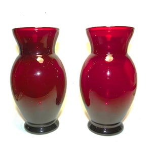 Pair of Anchor Hocking Ruby Red Coolidge Vases