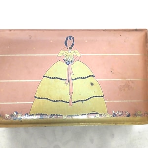 アンティーク雑貨 Handmade Gales Chocolate Box , USA Vintage Gales Chocolate Company Candy Tin Box With Lady on Front