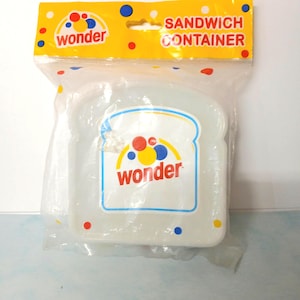 Vintage Wonder Bread Sandwich Container NOS – Sealed Bread Slice Lunch Box Holder, Retro Advertising Collectible, 80s 90s Kitchen Decor