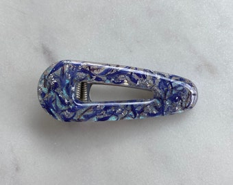 Hair Clip - Cornflower, Silver Foil & Iridescent Blue - Handmade Hair Clip