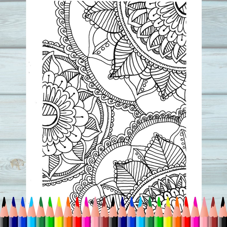 Flower Mandala Adult Coloring Page Digital Download Pdf Diy Etsy