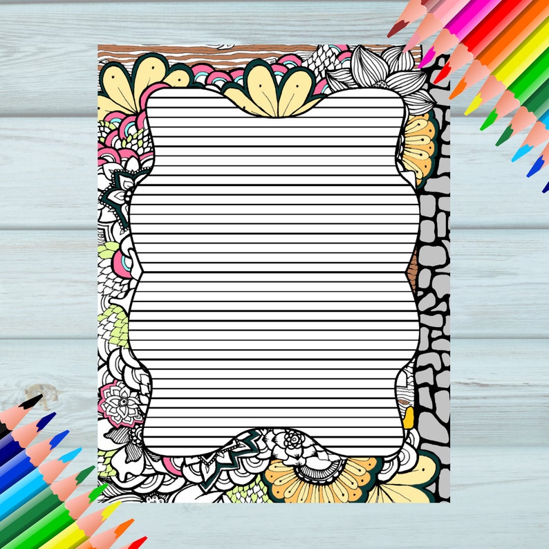 Printable Stationary Coloring Page for Journaling Letter - Etsy