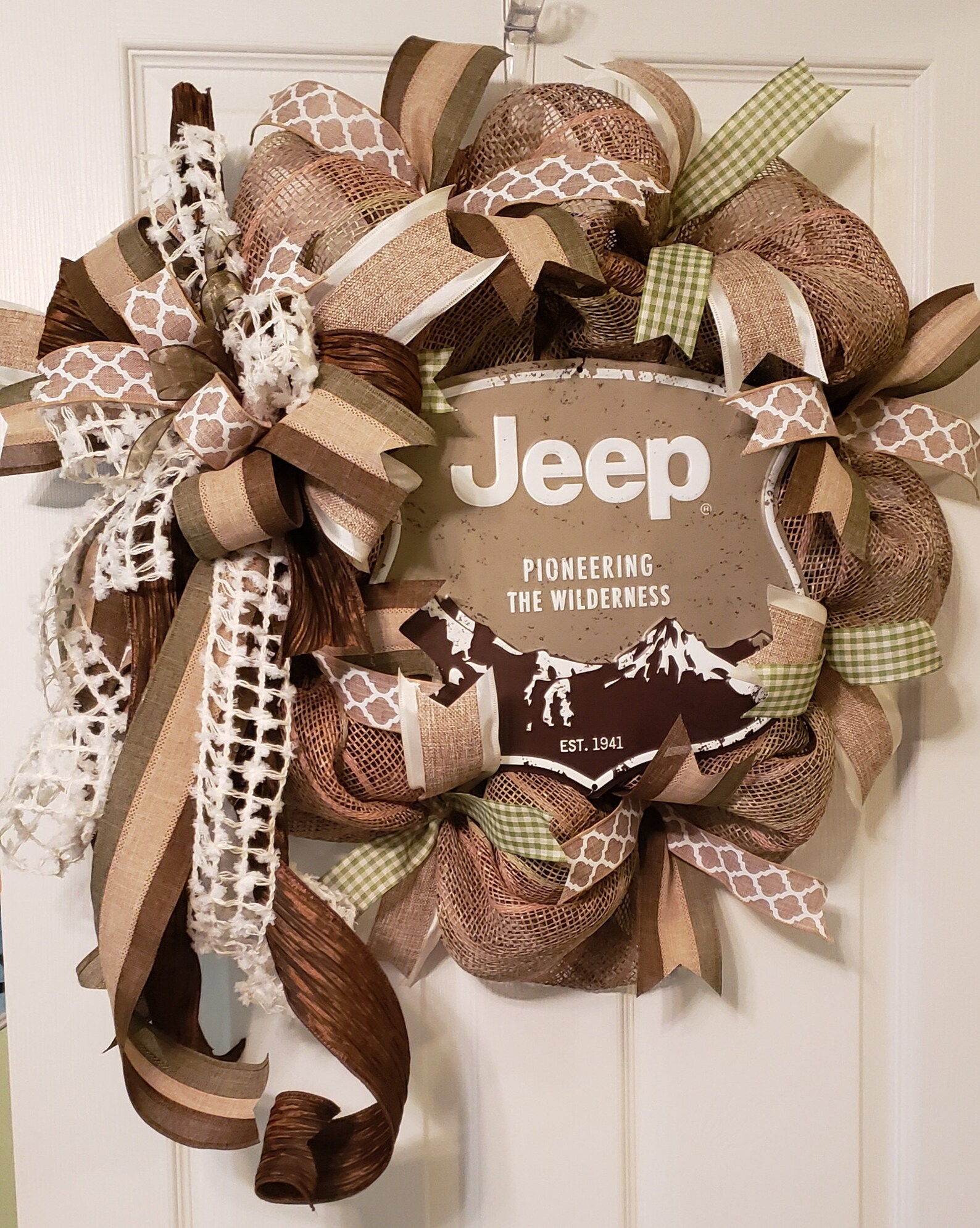 Jeep Deco Mesh Wreath Large Size with 6 Ribbon Funky Terri Etsy