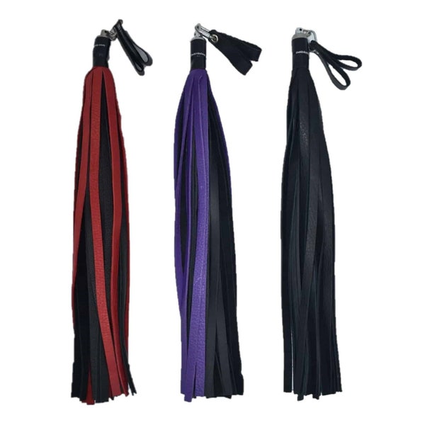 Bull Hide Flogger With Finger Loops - Available in 3 Different Colors