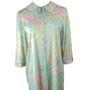 True Vintage 1960s Flower Power Psychedelic Robe by Lorraine W Size Small, Mod, Go-Go, House Dress