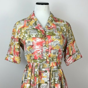 True Vintage Womens Day Dress Cold Rayon 1940&#39;s Paris