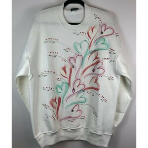 Vintage 50/50 Sweatshirt by Cabin Creek, Womens XL Splatter Puff Paint, Post Mod 80's image 1