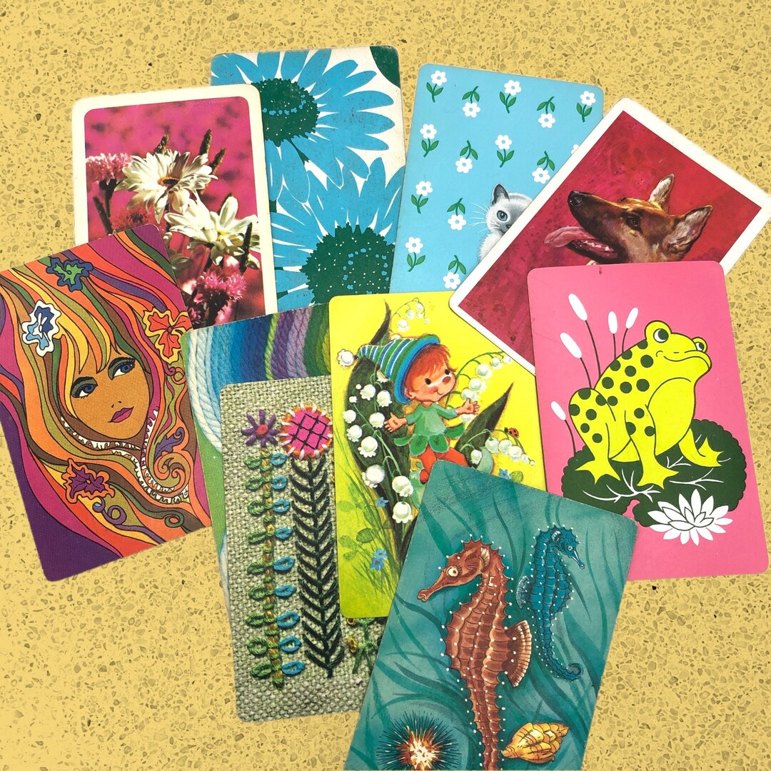 Vintage Ephemera Lot Single Swap Playing Cards Set of 10 Junk Journal ...