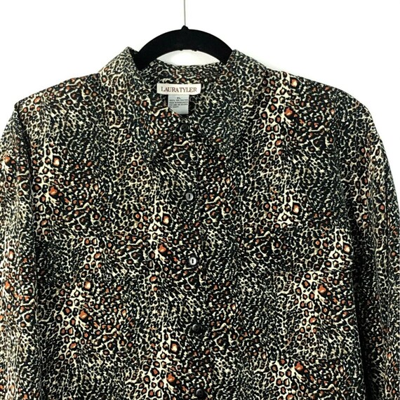 Vintage 1990s Leopard Blouse Womens XL by Laura T… - image 6