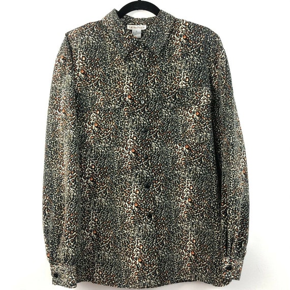 Vintage 1990s Leopard Blouse Womens XL by Laura T… - image 7