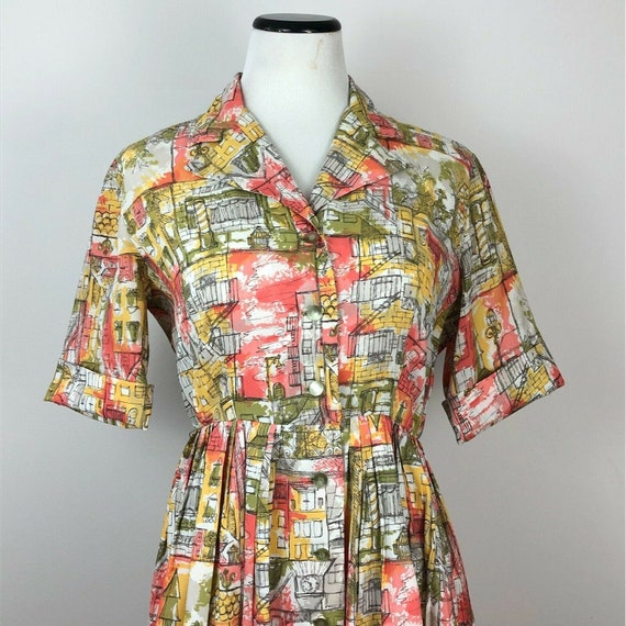 True Vintage Womens Day Dress Cold Rayon 1940's P… - image 1