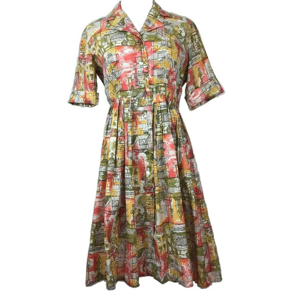 True Vintage Womens Day Dress Cold Rayon 1940's P… - image 2