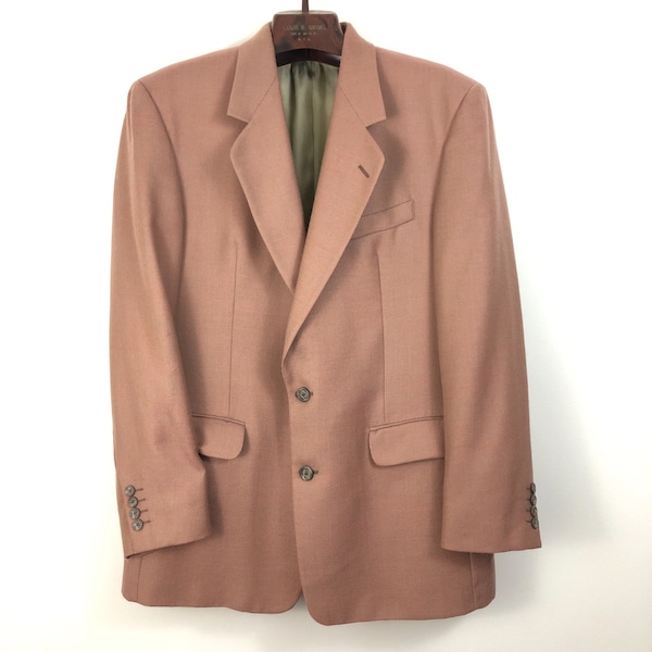 VTG 80'S Pink Karl Lagerfeld Blazer 42R Blazer, 2 Button, Salmon, Dusty Rose, Sport Coat, Made in Canada