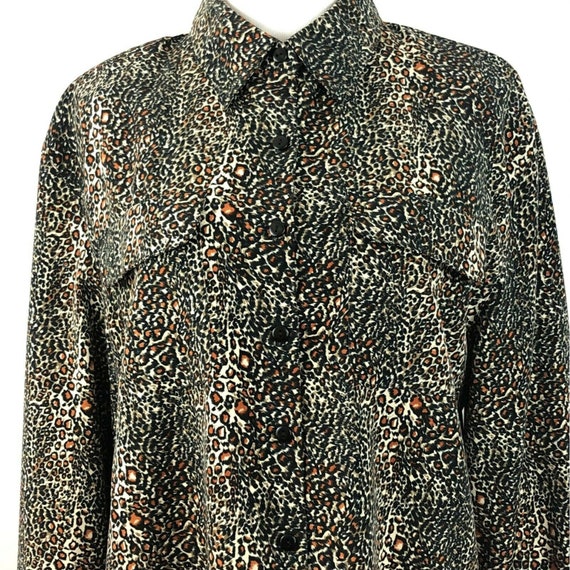 Vintage 1990s Leopard Blouse Womens XL by Laura T… - image 4