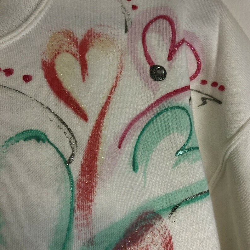 Vintage 50/50 Sweatshirt by Cabin Creek, Womens XL Splatter Puff Paint, Post Mod 80's image 8