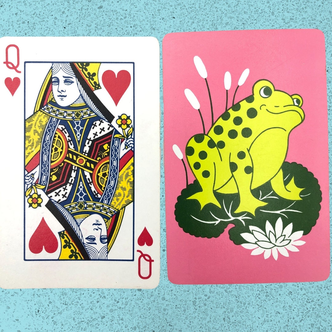 Vintage Single Swap Playing Cards 2 Queen of Hearts Frog Lilly Etsy